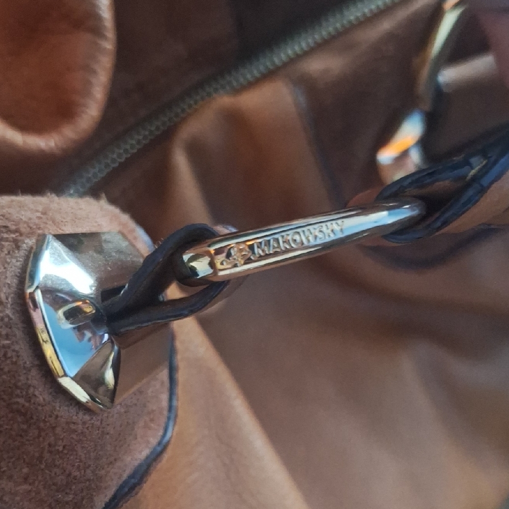 B. Makowski Brown Leather Tote Bag - Picture 7 of 11